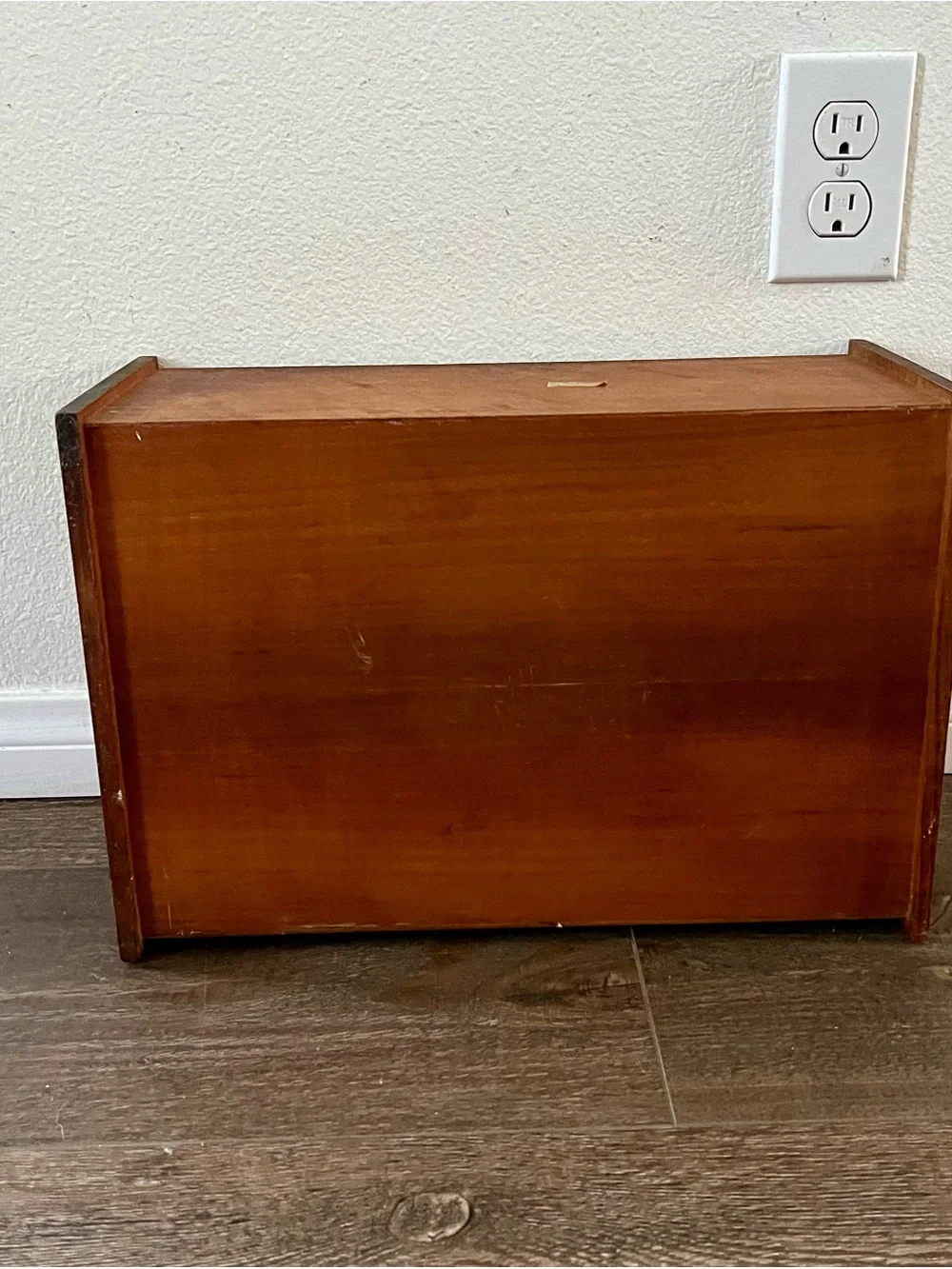 Vintage Wooden Roll-Top Bread Box in Brown